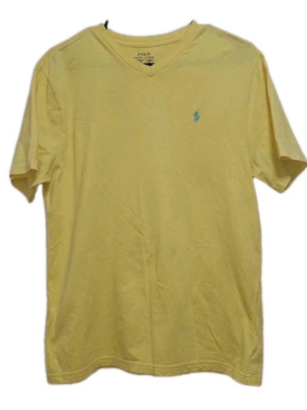 Polo Ralph Lauren Yellow V Neck T Shirt XL 18-20 Youth Cotton Pony Logo Tee